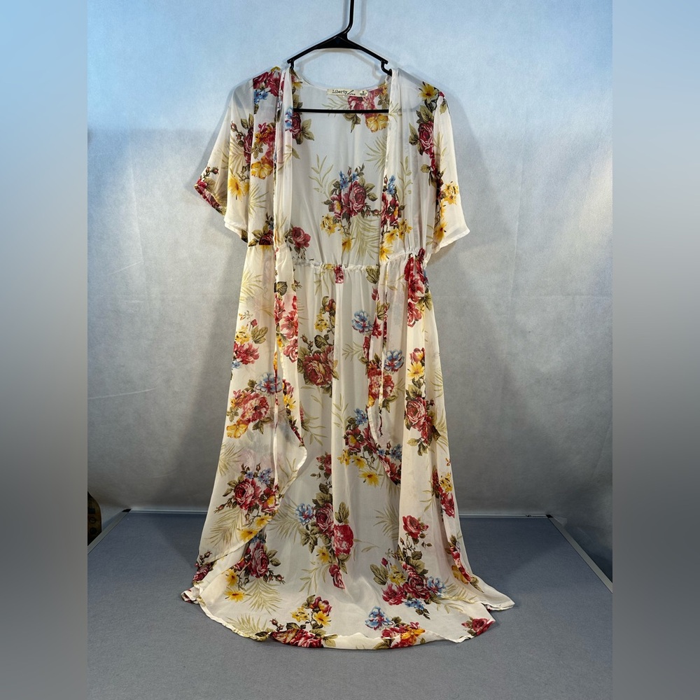 Liberty Love Floral sheer Cardigan- Cream and Pink size M